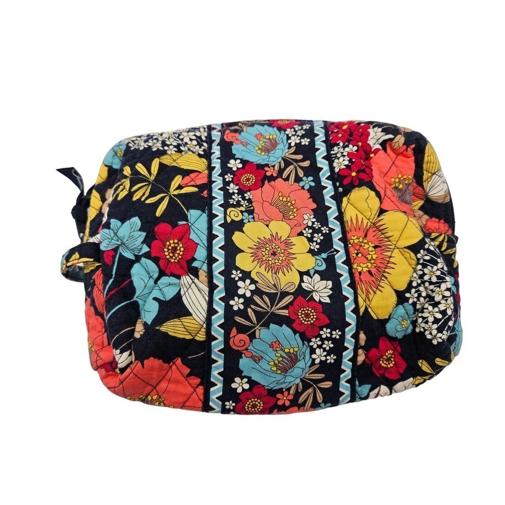 Vera Bradley Women's Floral Cosmetic Bag Blue Yellow Red Orange Lined